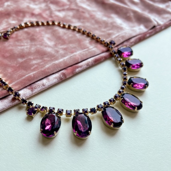 Vintage 1950s Large Purple Spinel Gemstone Necklace - Picture 7 of 10